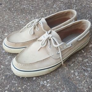 Sperry Top Sider Leather Boat Shoes Bone Tan 10